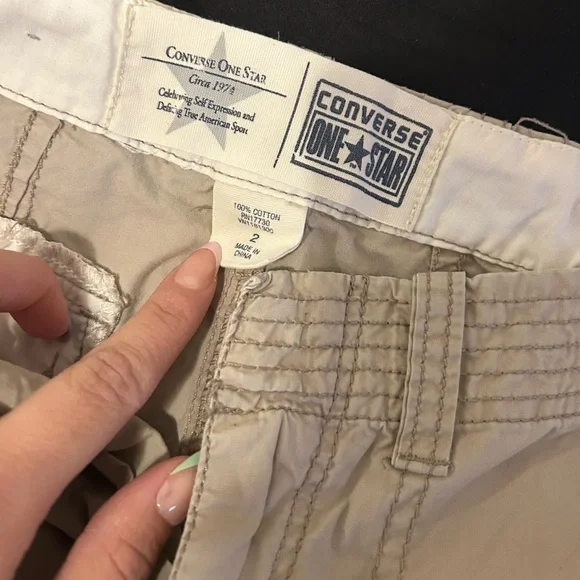 Converse Light Beige Cargo Shorts with Button Tabs - Picture 3 of 3